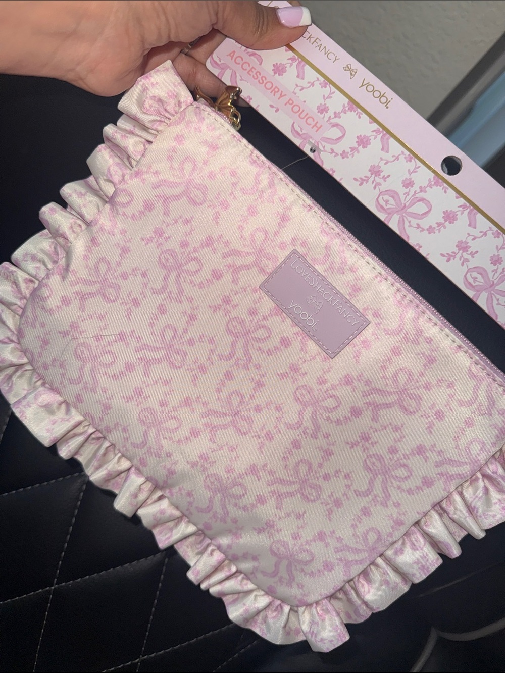 LSF Pink Floral Ruffle Accessory Pouch🌸🎀 - Picture 3 of 3